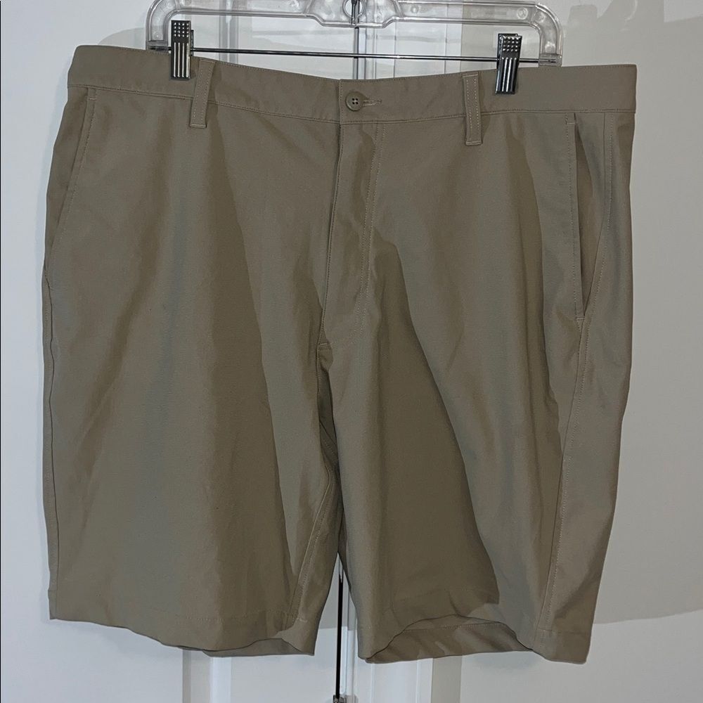 Foot Joy FJ Quick Dry 100% Poly Tan Beige Taupe Men's Golf Flat Front Shorts 38